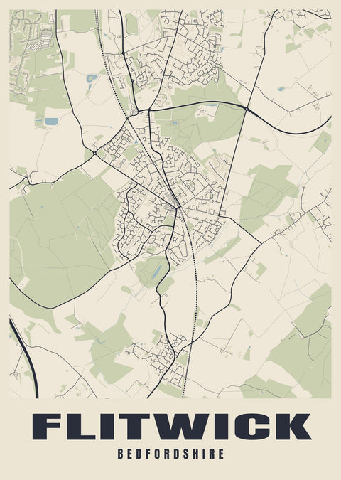 Flitwick Street Map Poster