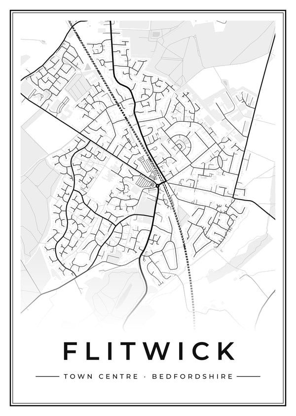 Flitwick Town Centre Street Map Poster