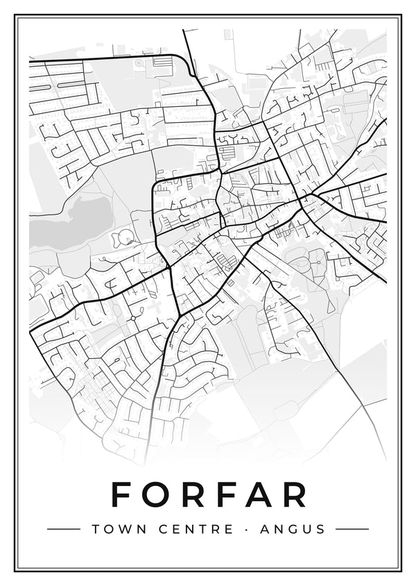 Forfar Town Centre Street Map Poster