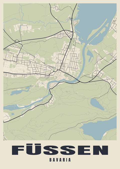 Füssen Street Map Poster