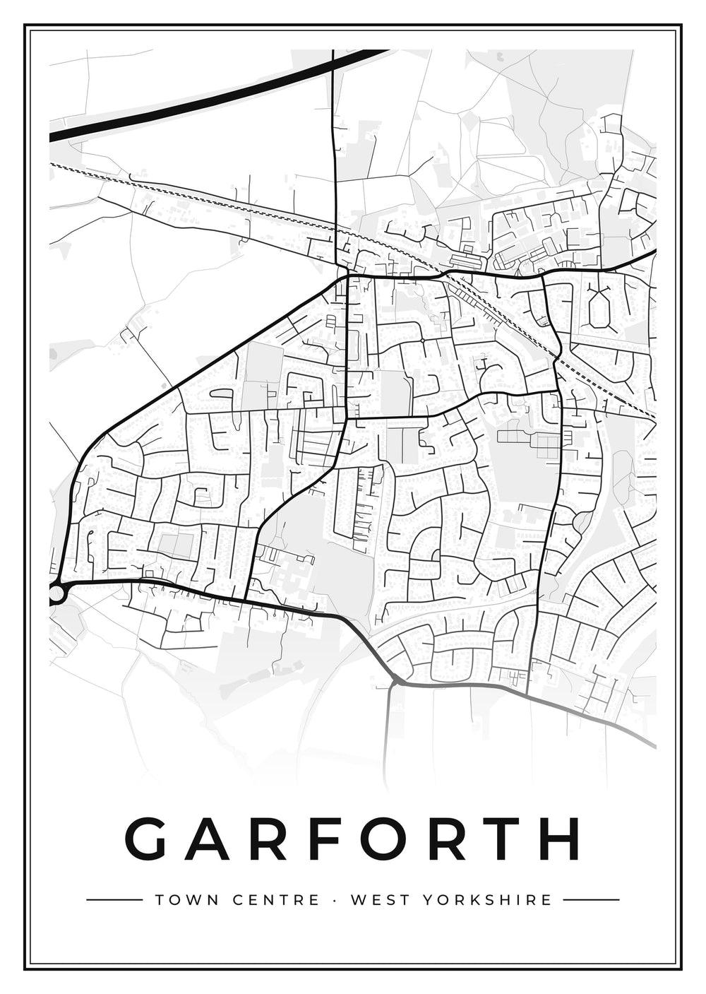 Garforth Town Centre Street Map Poster
