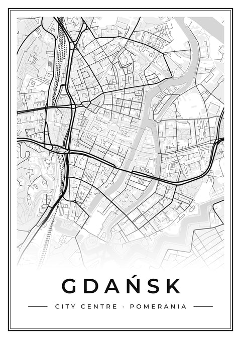 Gdańsk City Centre Street Map Poster