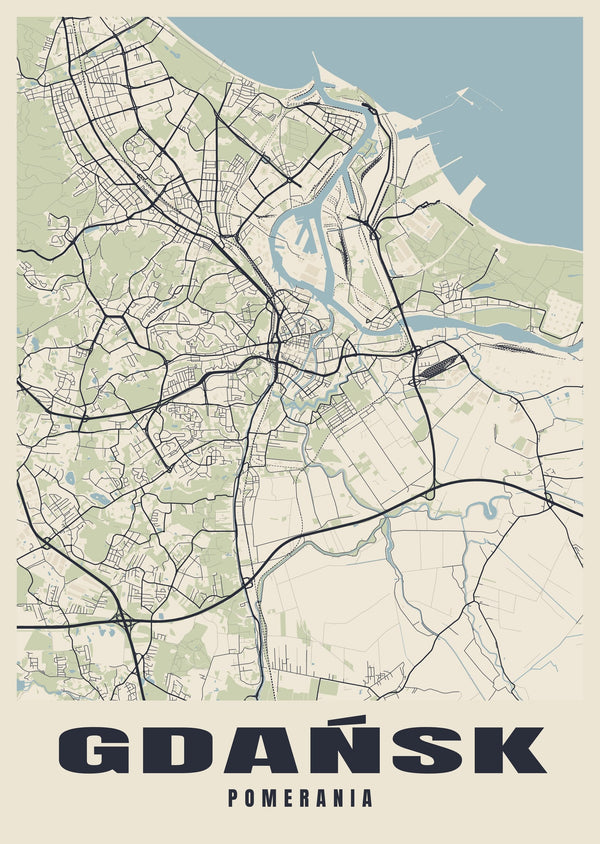 Gdańsk Street Map Poster