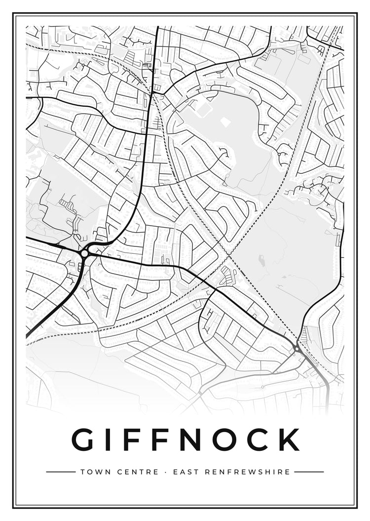 Giffnock Town Centre Street Map Poster