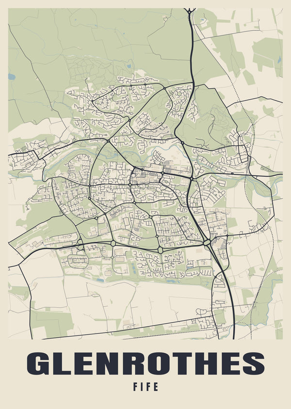 Glenrothes Street Map Poster