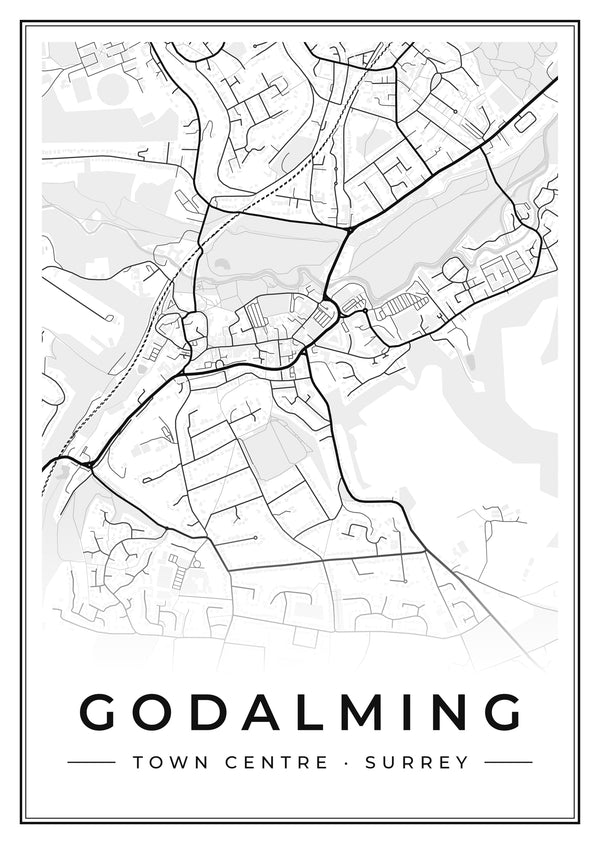 Godalming Town Centre Street Map Poster