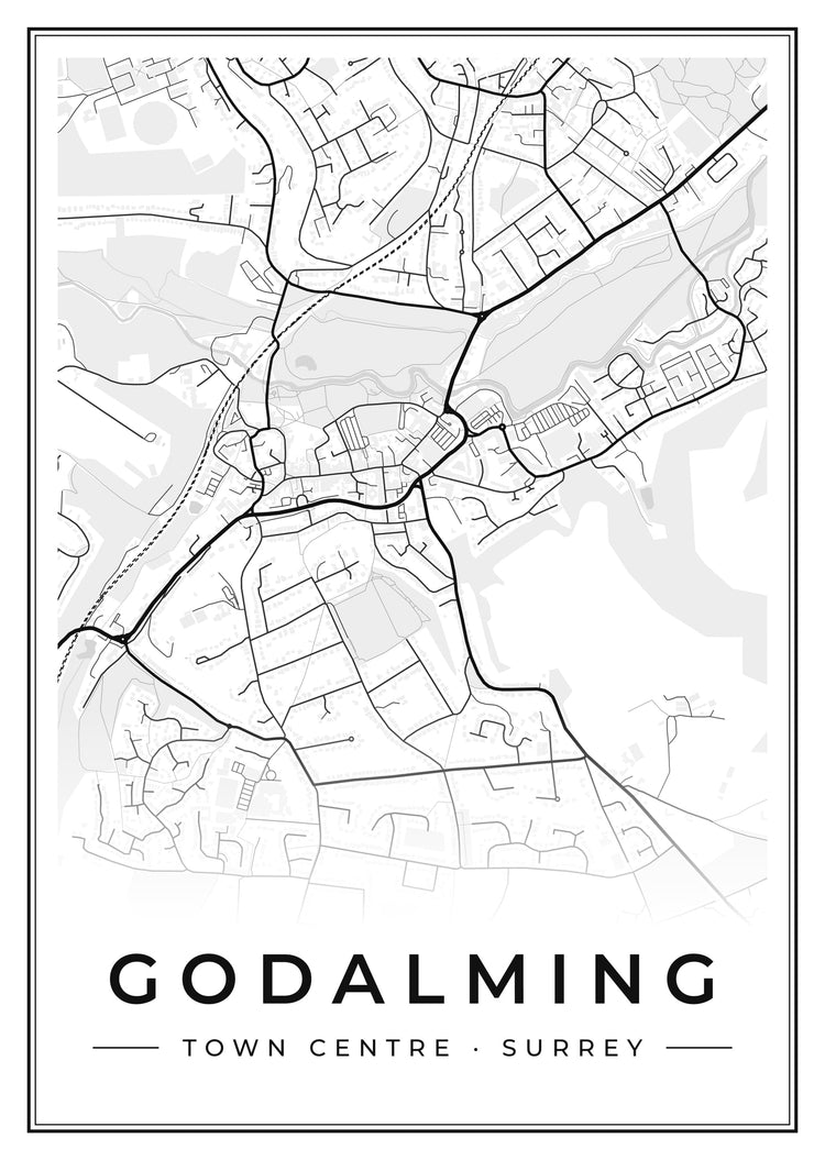 Godalming Town Centre Street Map Poster