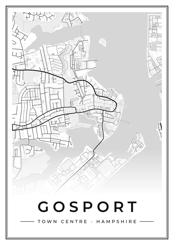 Gosport Town Centre Street Map Poster