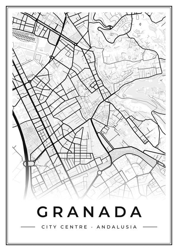 Granada City Centre Street Map Poster