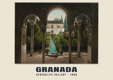 Generalife Gallery, Granada — 1890 · Vintage photochrom print