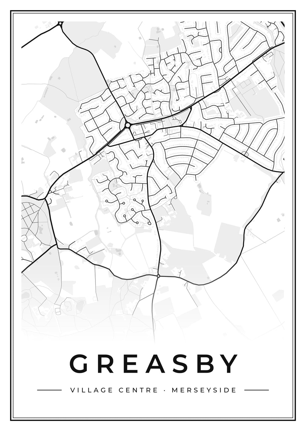 Greasby Village Centre Street Map Poster