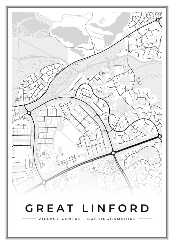 Great Linford Village Centre Street Map Poster