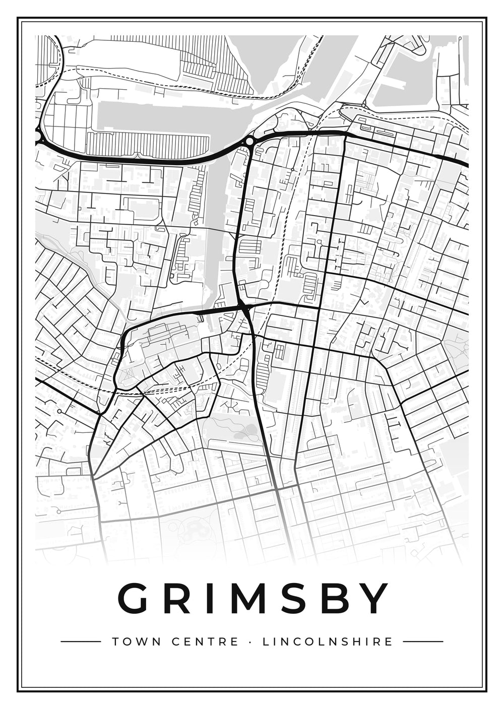 Grimsby Town Centre Street Map Poster