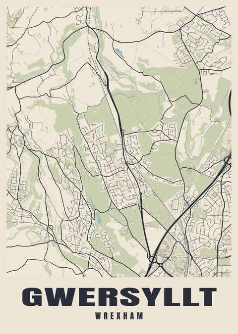 Gwersyllt Street Map Poster