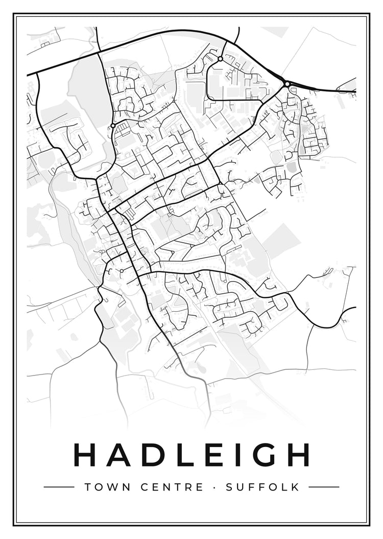 Hadleigh Town Centre Street Map Poster