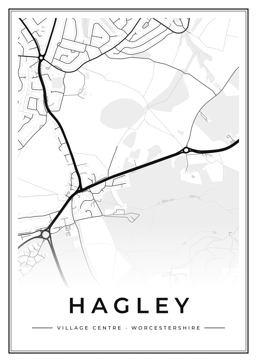 Hagley Village Centre Street Map Poster