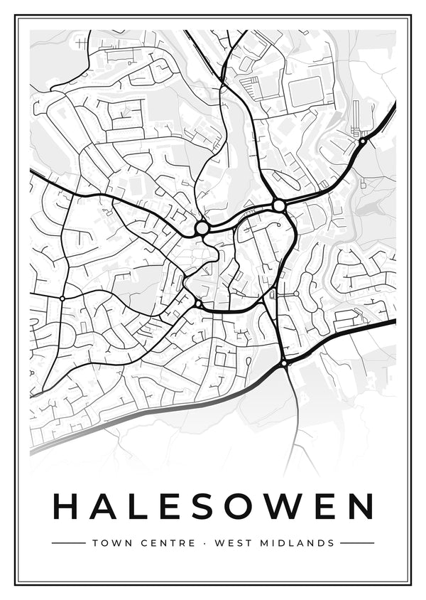 Halesowen Town Centre Street Map Poster