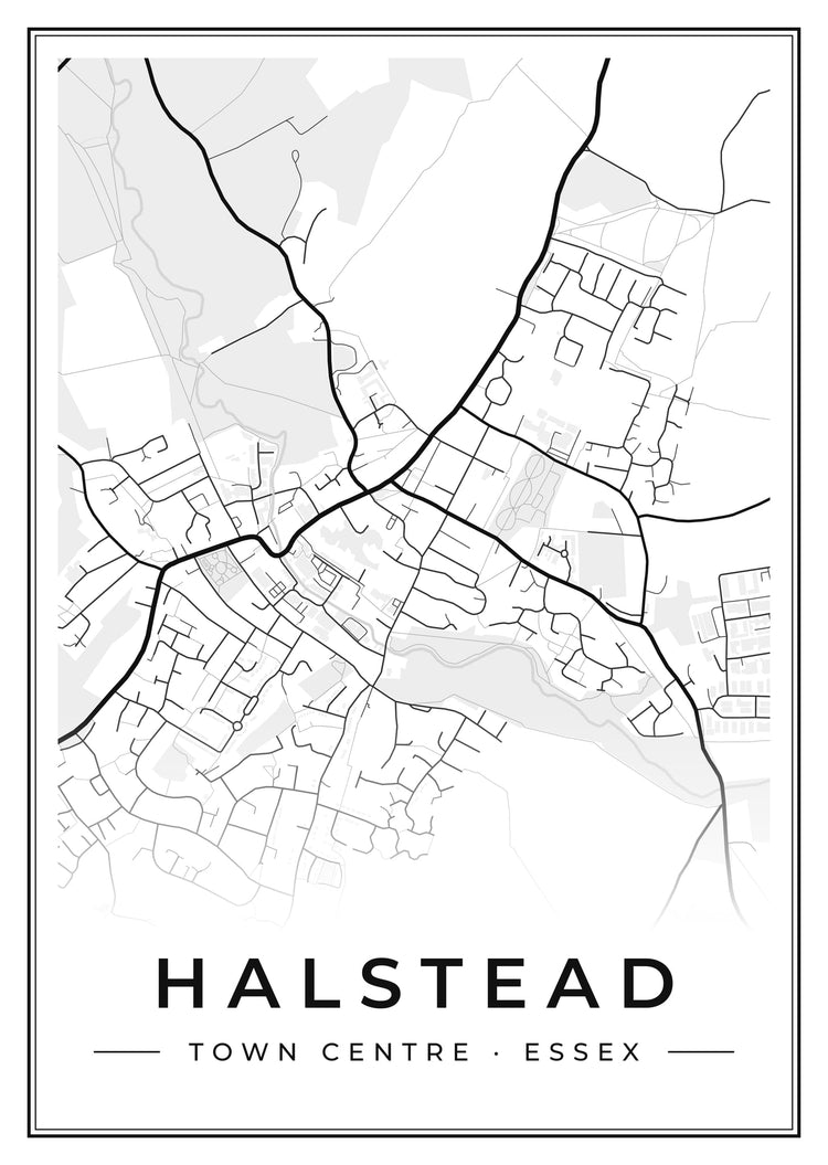 Halstead Town Centre Street Map Poster