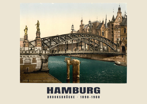 Brooksbrücke, Hamburg — 1890–1900 · Vintage photochrom print