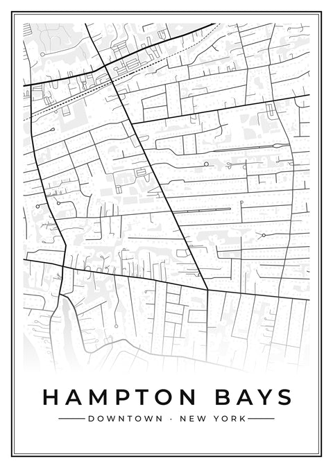 Hampton Bays Downtown Street Map Poster
