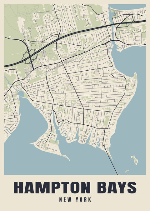 Hampton Bays Street Map Poster