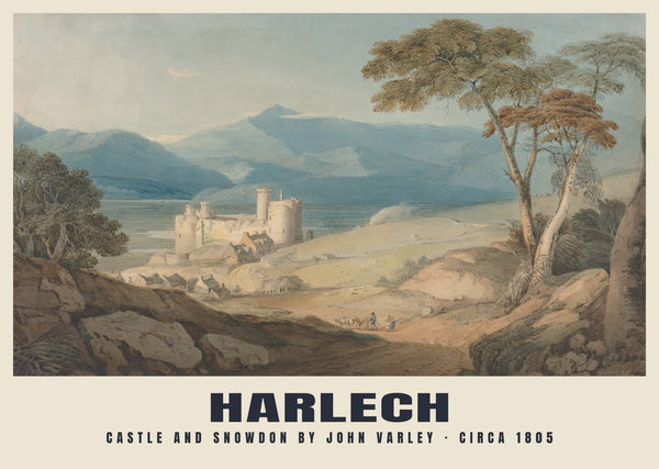Castle and Snowdon by John Varley, Harlech — circa 1805