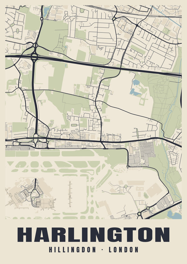 Harlington Heritage Street Map Poster