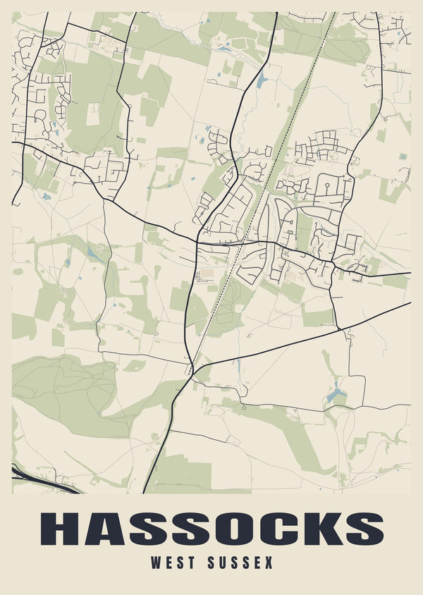 Hassocks Street Map Poster