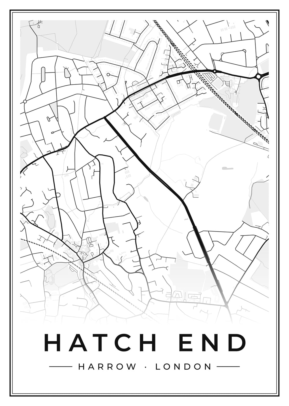 Hatch End Street Map Poster