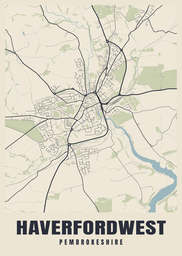 Haverfordwest Street Map Poster