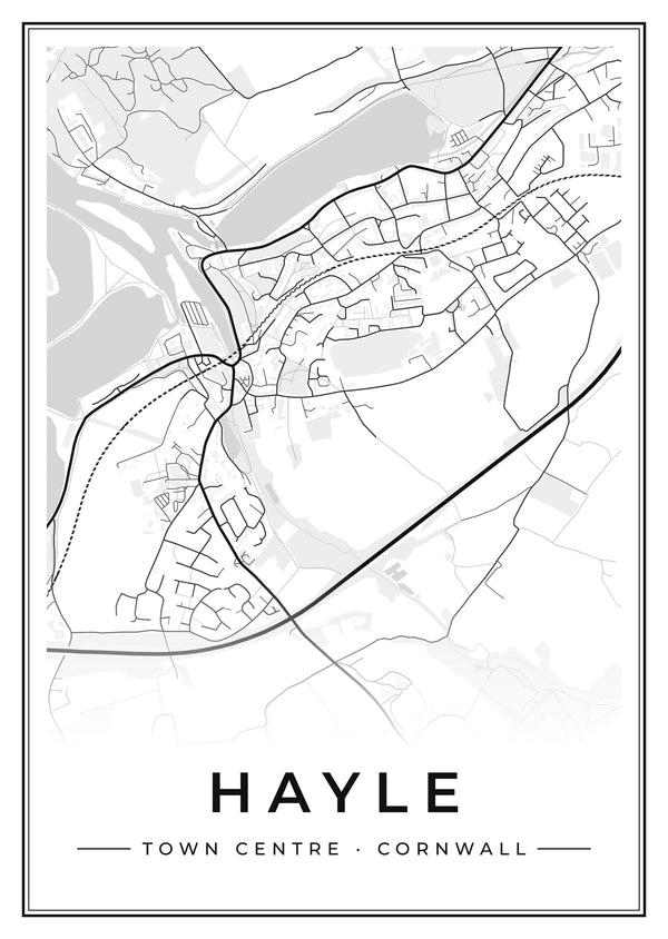 Hayle Town Centre Street Map Poster