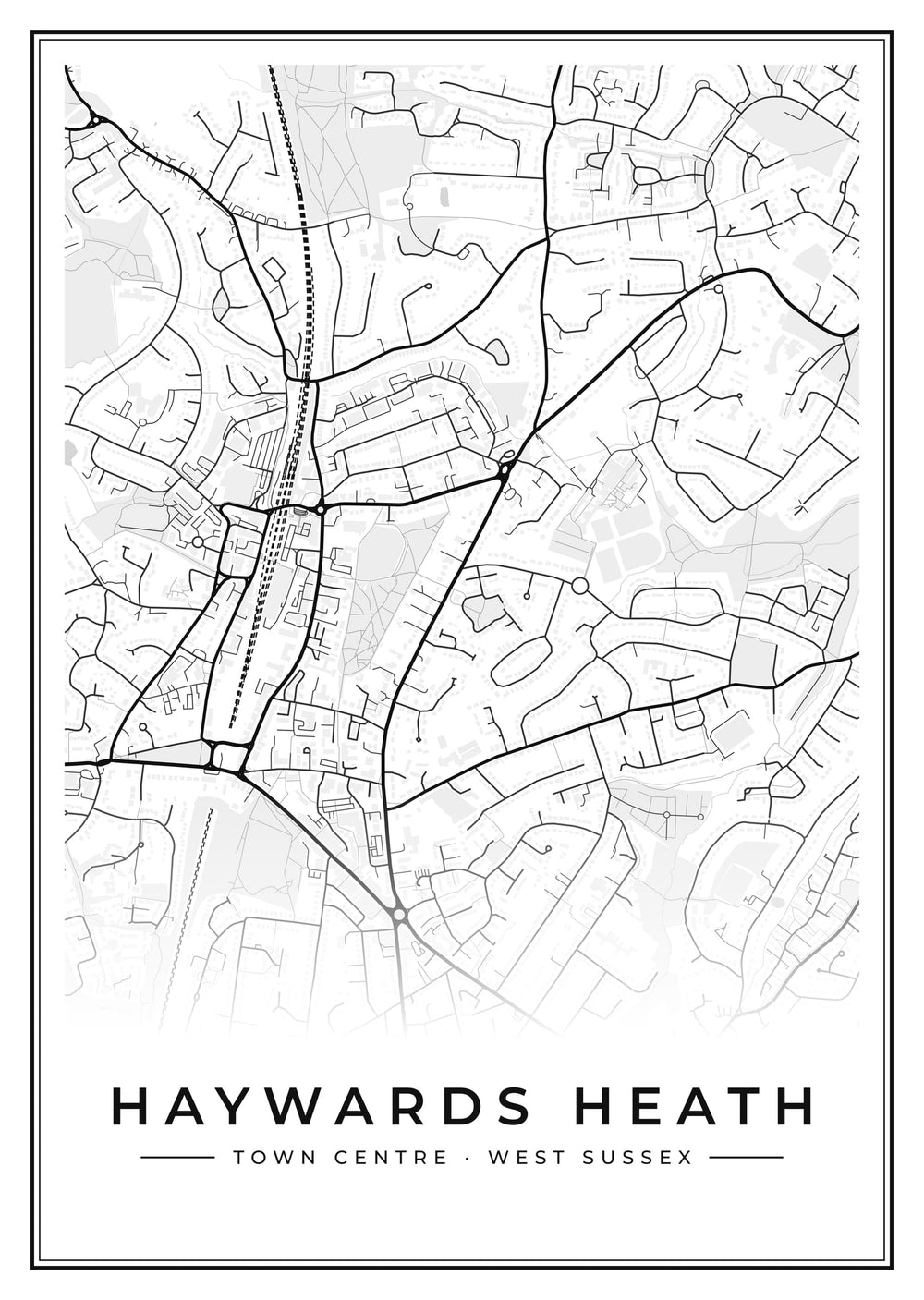 Haywards Heath Town Centre Street Map Poster