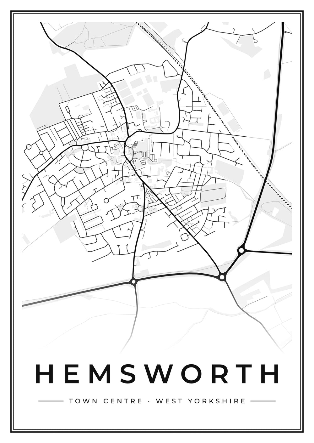 Hemsworth Town Centre Street Map Poster