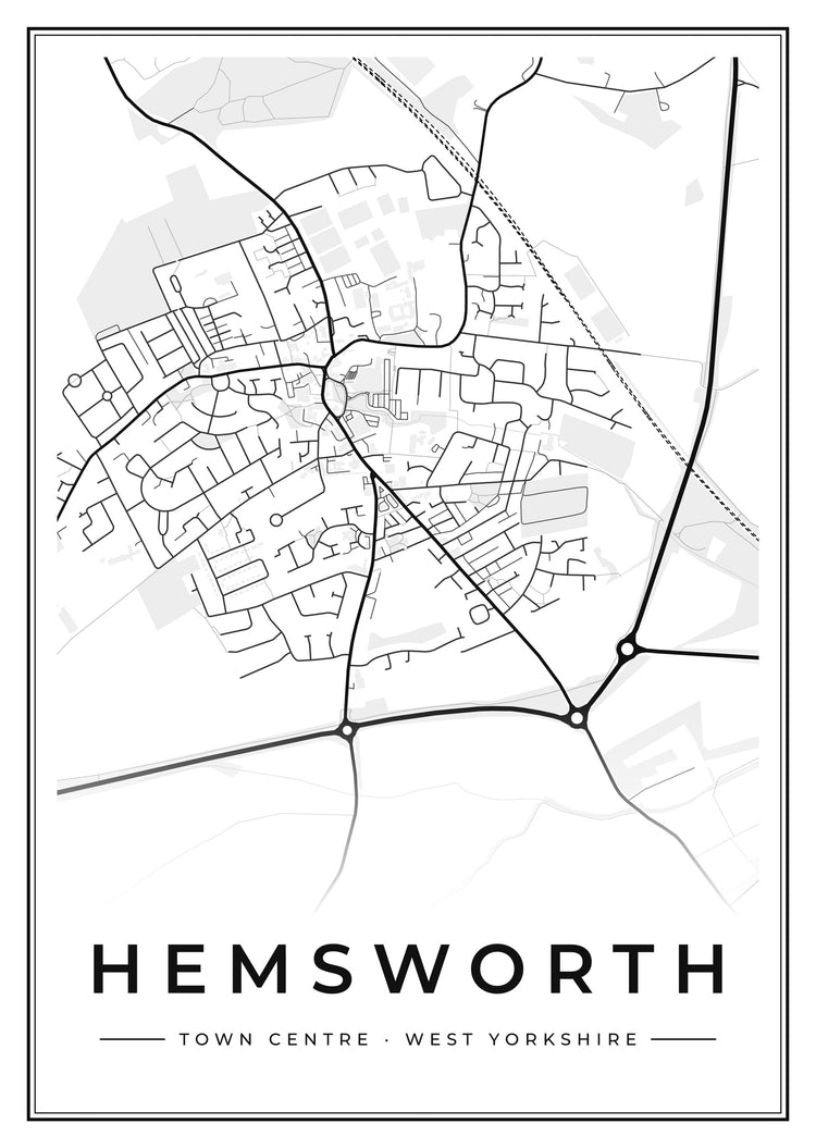 Hemsworth Town Centre Street Map Poster
