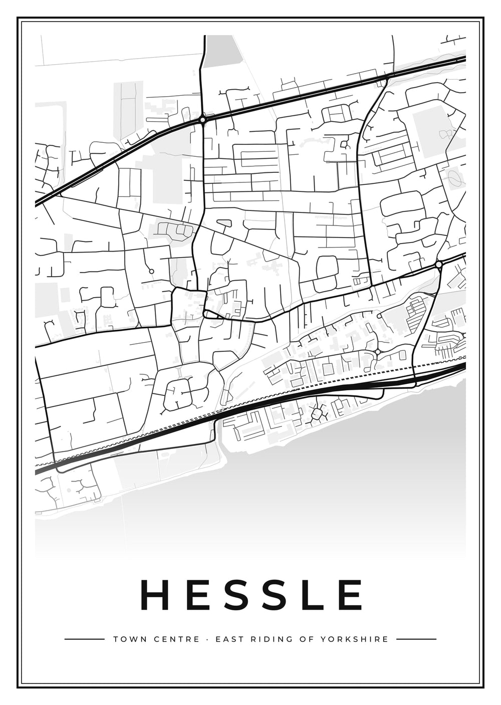 Hessle Town Centre Street Map Poster