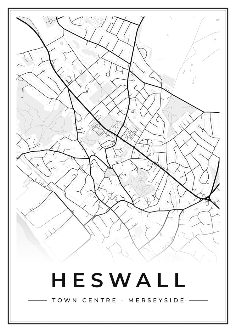 Heswall Town Centre Street Map Poster