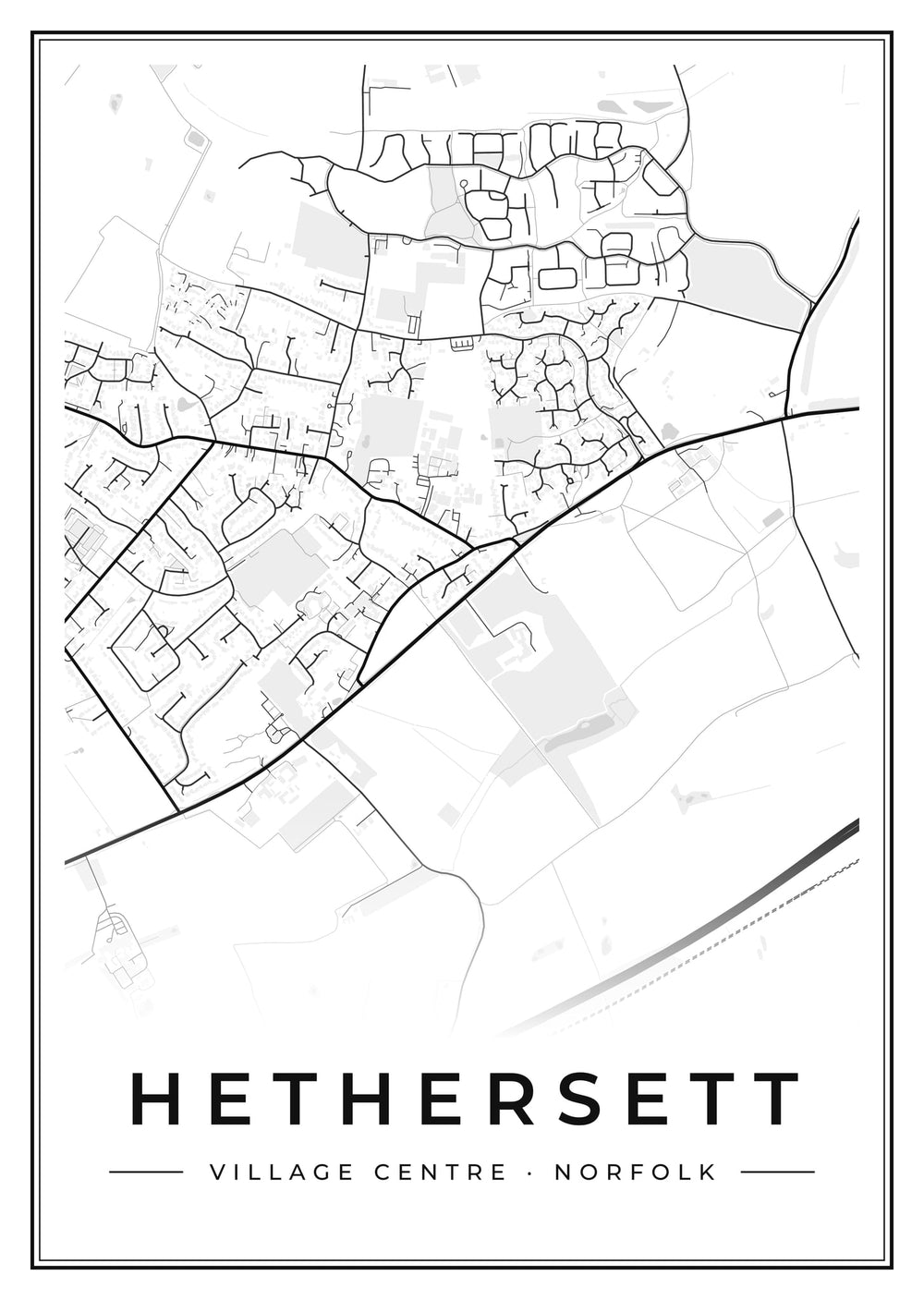 Hethersett Village Centre Street Map Poster