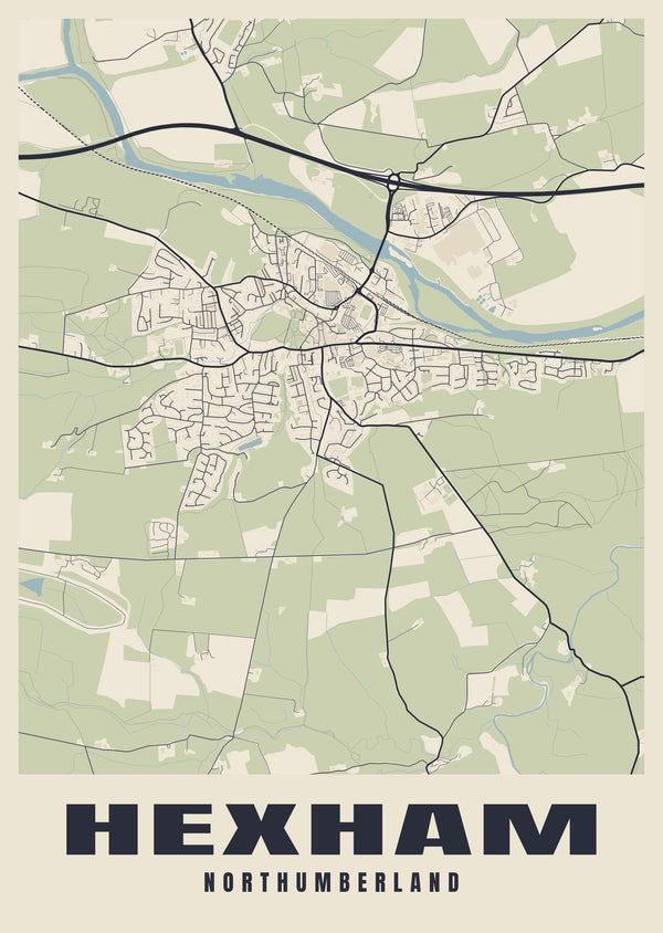 Hexham Street Map Poster