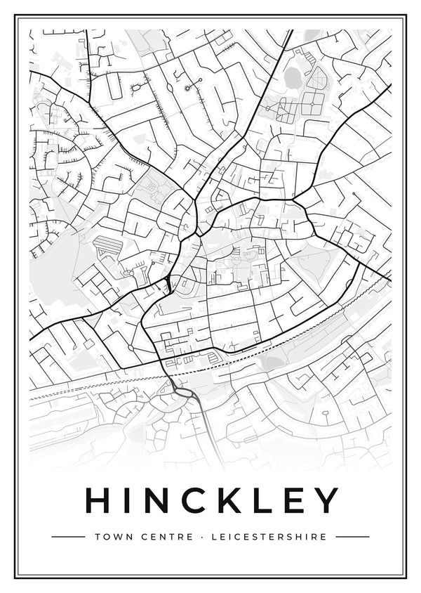 Hinckley Town Centre Street Map Poster