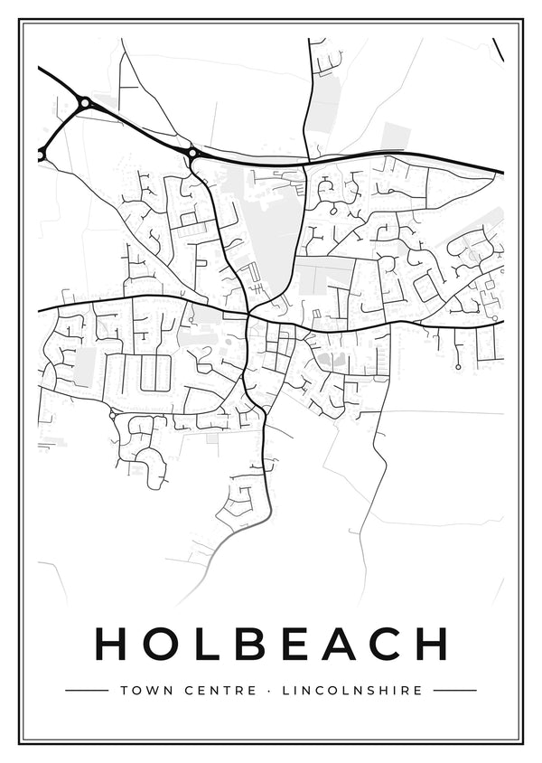 Holbeach Town Centre Street Map Poster