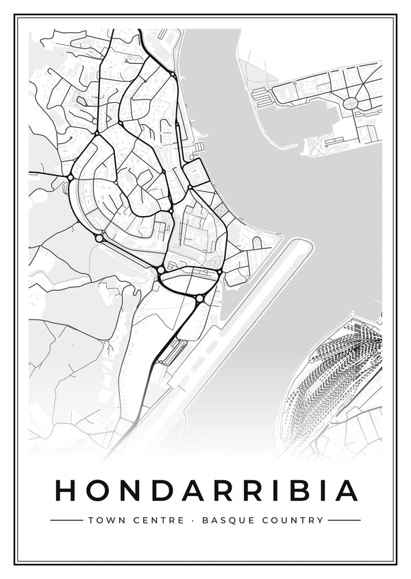 Hondarribia Town Centre Street Map Poster