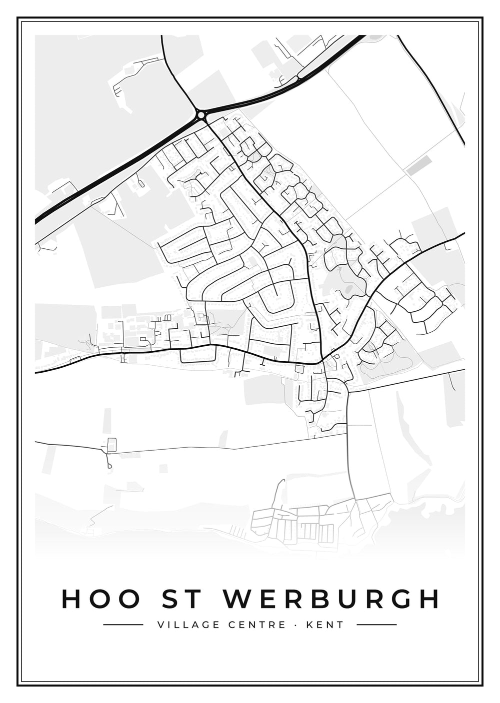 Hoo St Werburgh Village Centre Street Map Poster