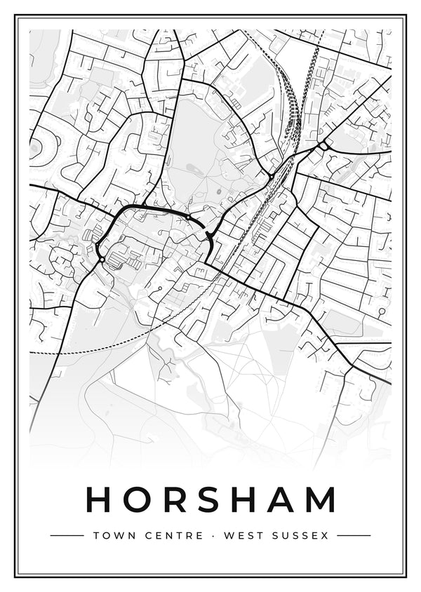 Horsham Town Centre Street Map Poster