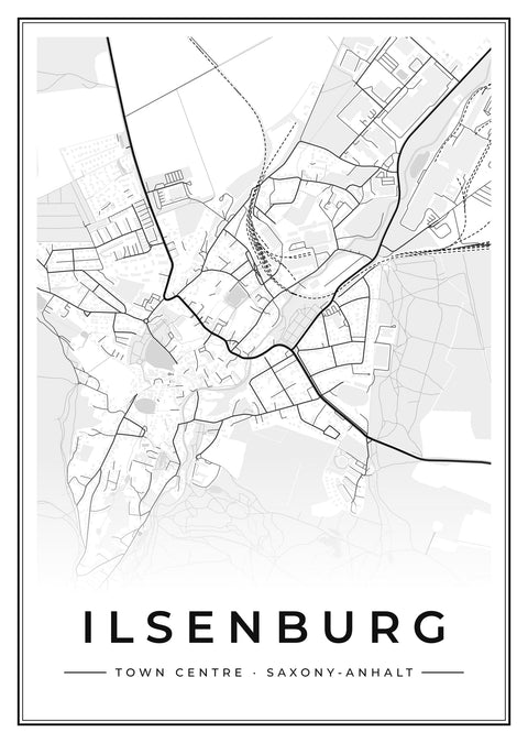 Ilsenburg Town Centre Street Map Poster