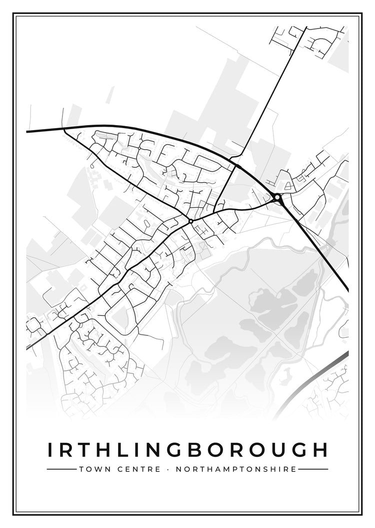 Irthlingborough Town Centre Street Map Poster
