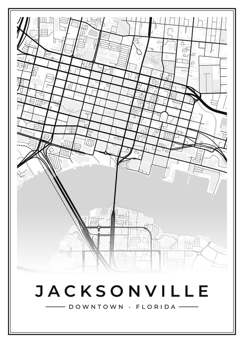 Jacksonville Downtown Street Map Poster