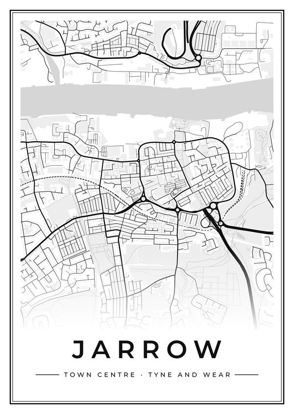 Jarrow Town Centre Street Map Poster