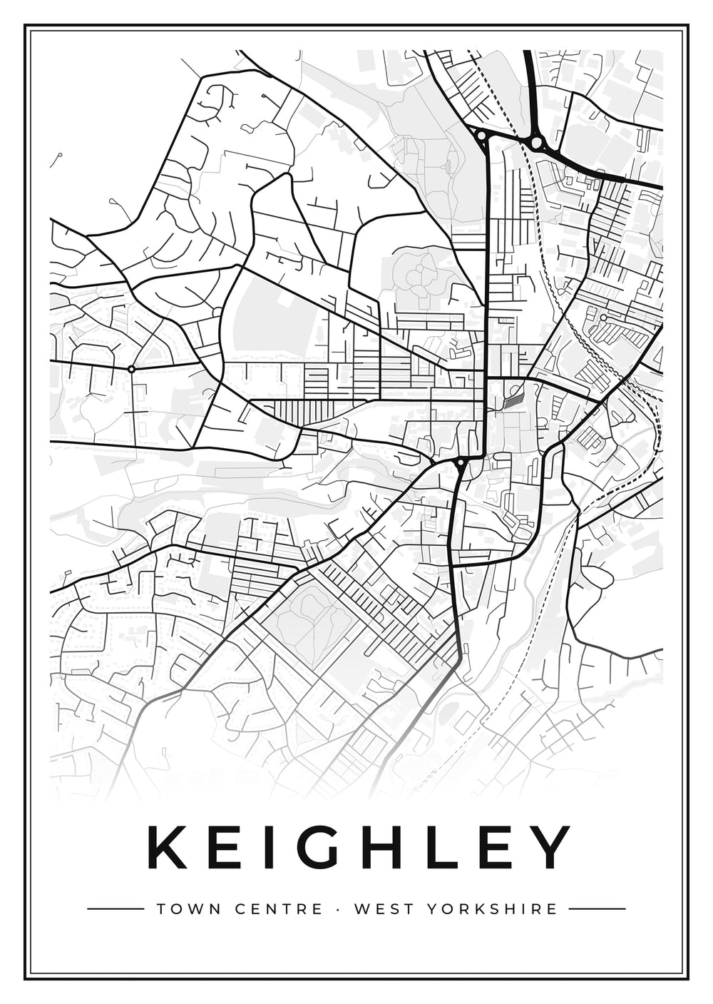 Keighley Town Centre Street Map Poster
