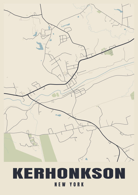 Kerhonkson Street Map Poster