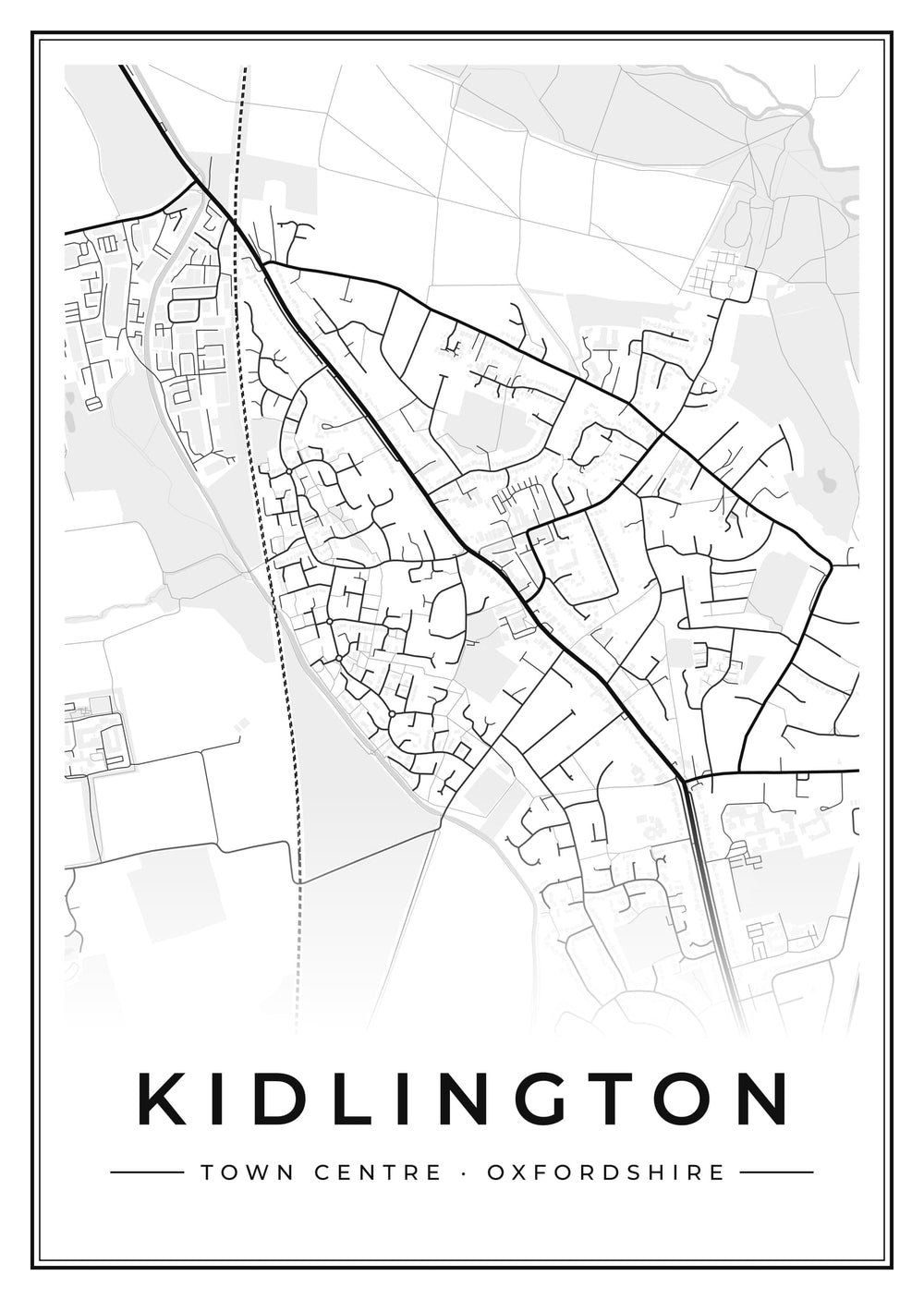 Kidlington Town Centre Street Map Poster